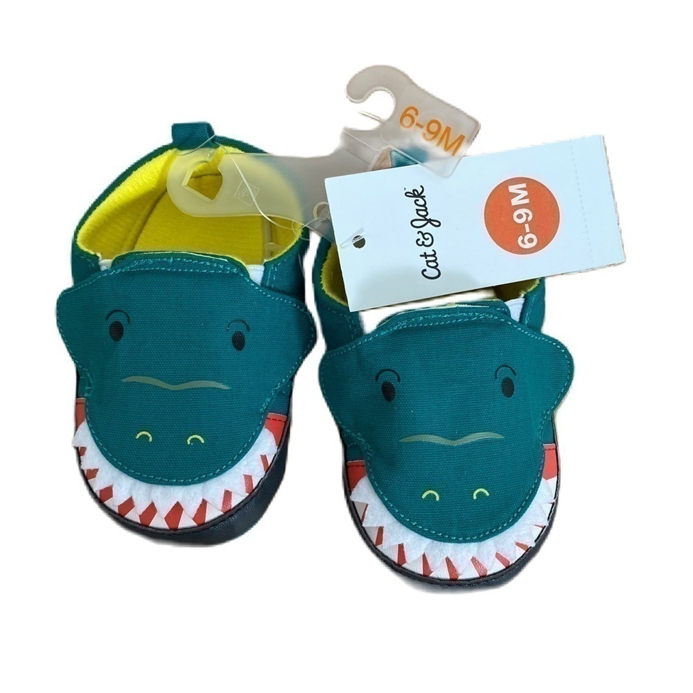 Cat & Jack Baby Dinosaur Shoes NEW 6-9 mos Green Alligator Crocodile